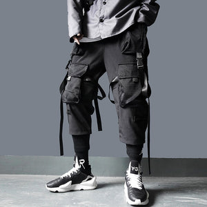 Cargo Pants Tactical Pants Ribbon Multi-pocket Elastic Waist DG29