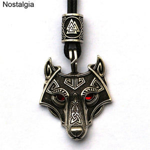 Red Crystal Wolf Head Necklace