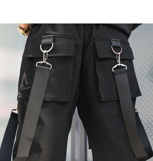 LBZ59 Black Harem Ribbon Shorts